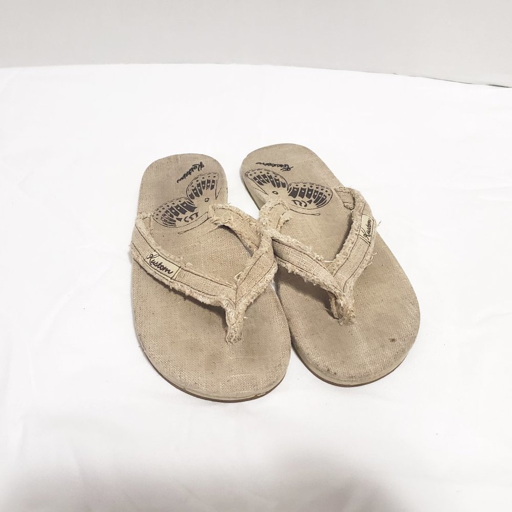 Kustom Size 6 (S) Women's Flip Flops Thong Sandals Tan Shoes #A824
